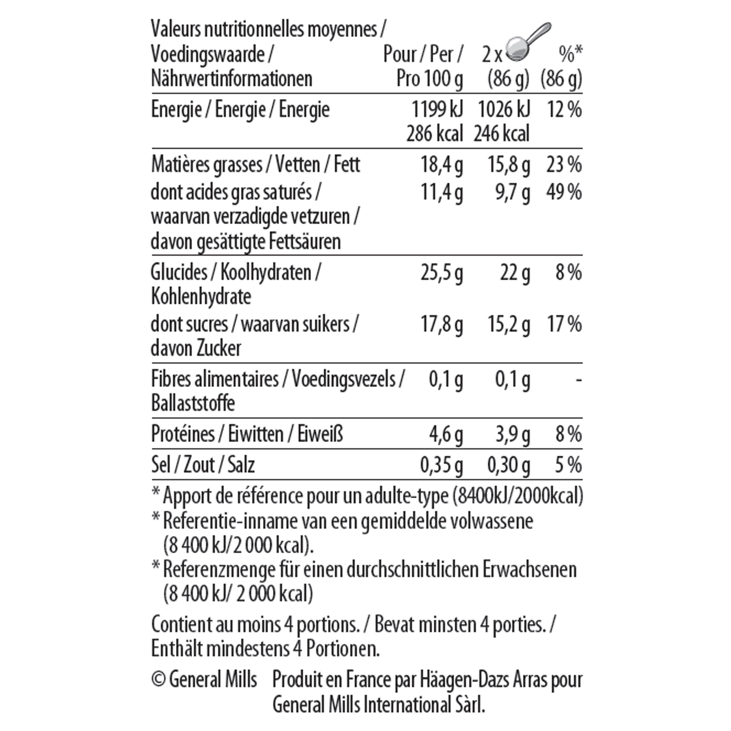 caramel biscuit and cream pint nutrition