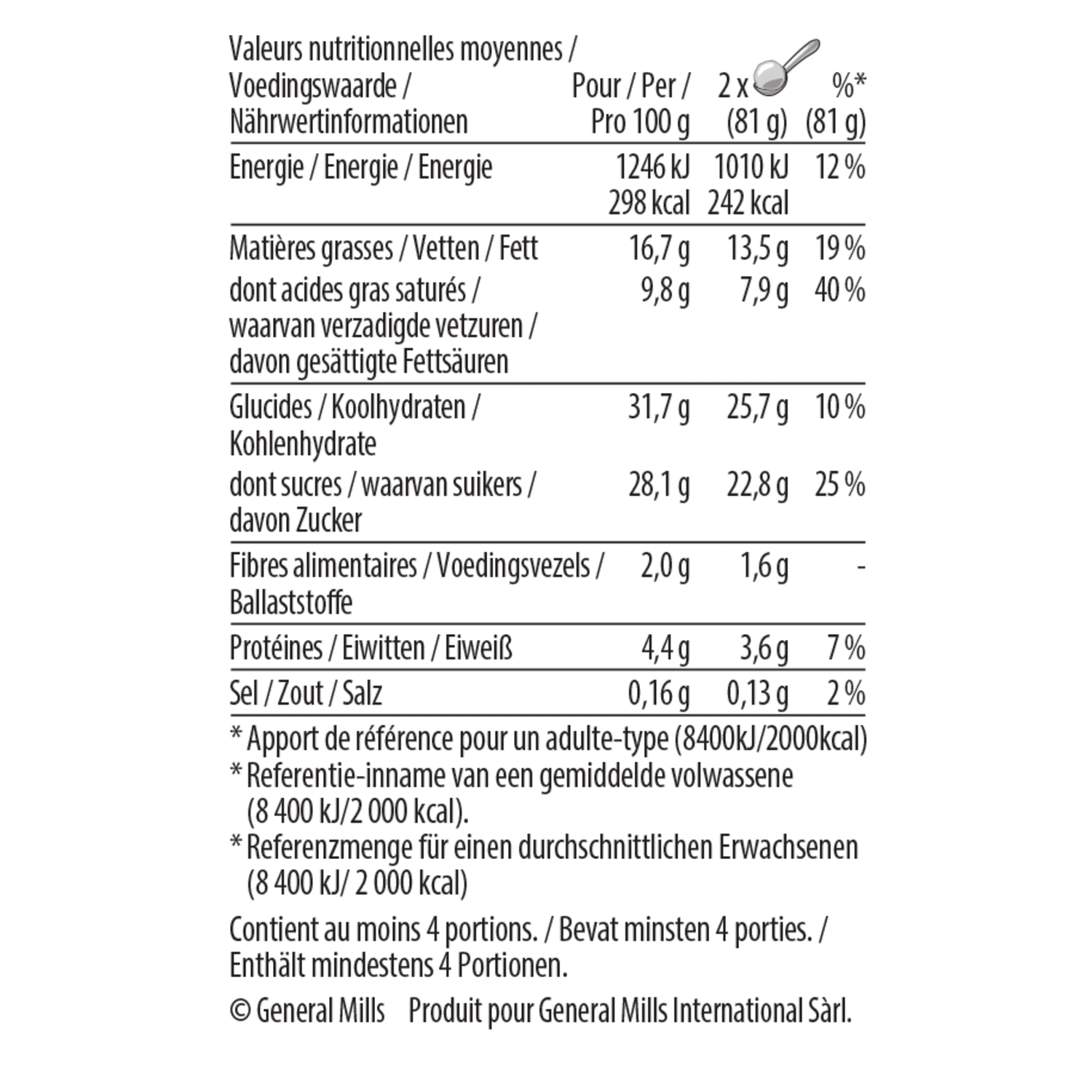 choco frappe pint nutrition